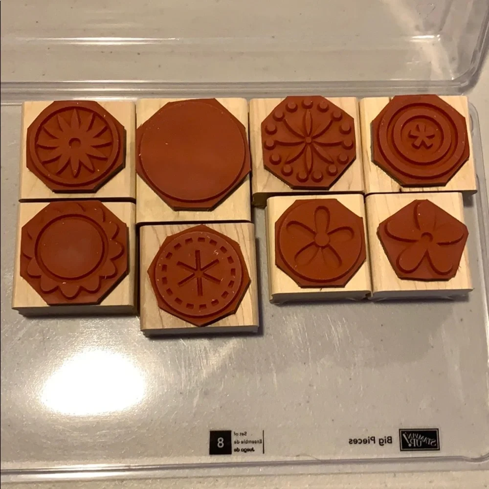 🎭 3/$25 - Stampin Up Big Pieces wood block set of 8